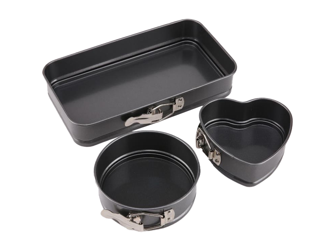 Mini Forma de Mola Antiaderente com Fundo Removível 3 Peças Moldes de Bolo Pequeno