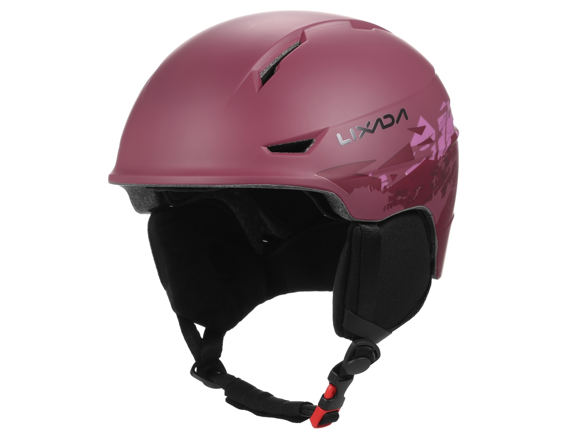 Capacete De Esqui (rosa) Com Protetores Auriculares E Óculos De Proteção Removíveis.