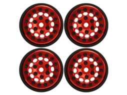 4pcs Jantes Beadlock De 1.0 Polegada Com 12 Buracos Em Liga De Alumínio Para Crawler Fms Fcx24 1/24 Vermelho