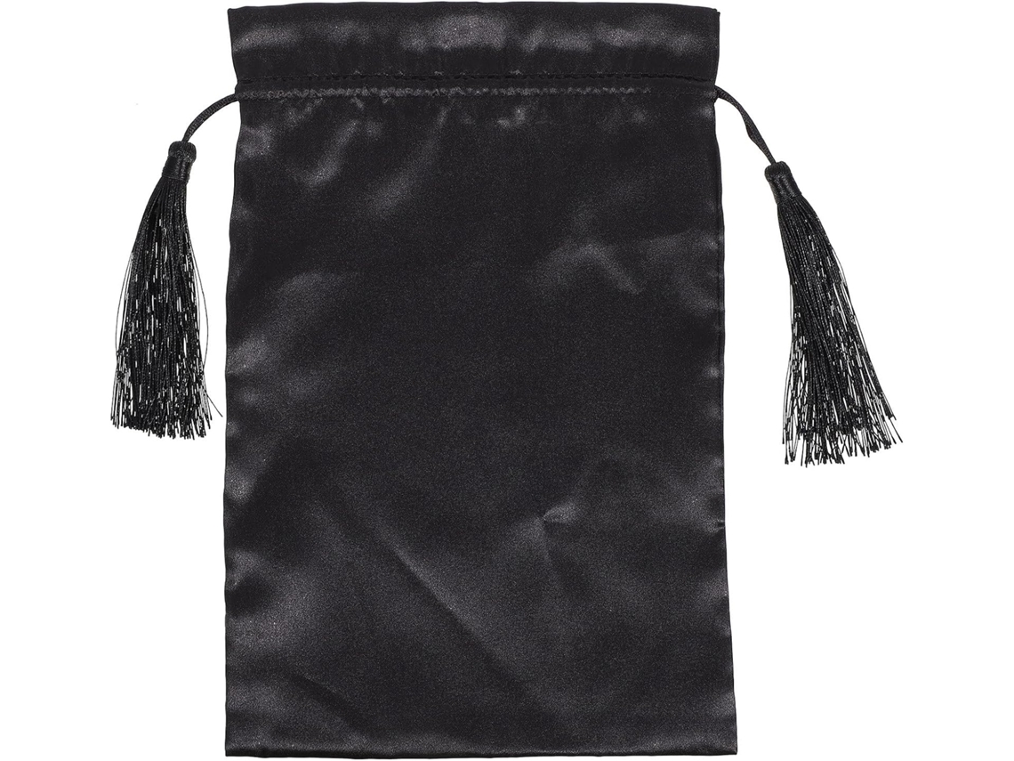 Bolsa Com Cordão E Duas Borlas De Tecido Preto.