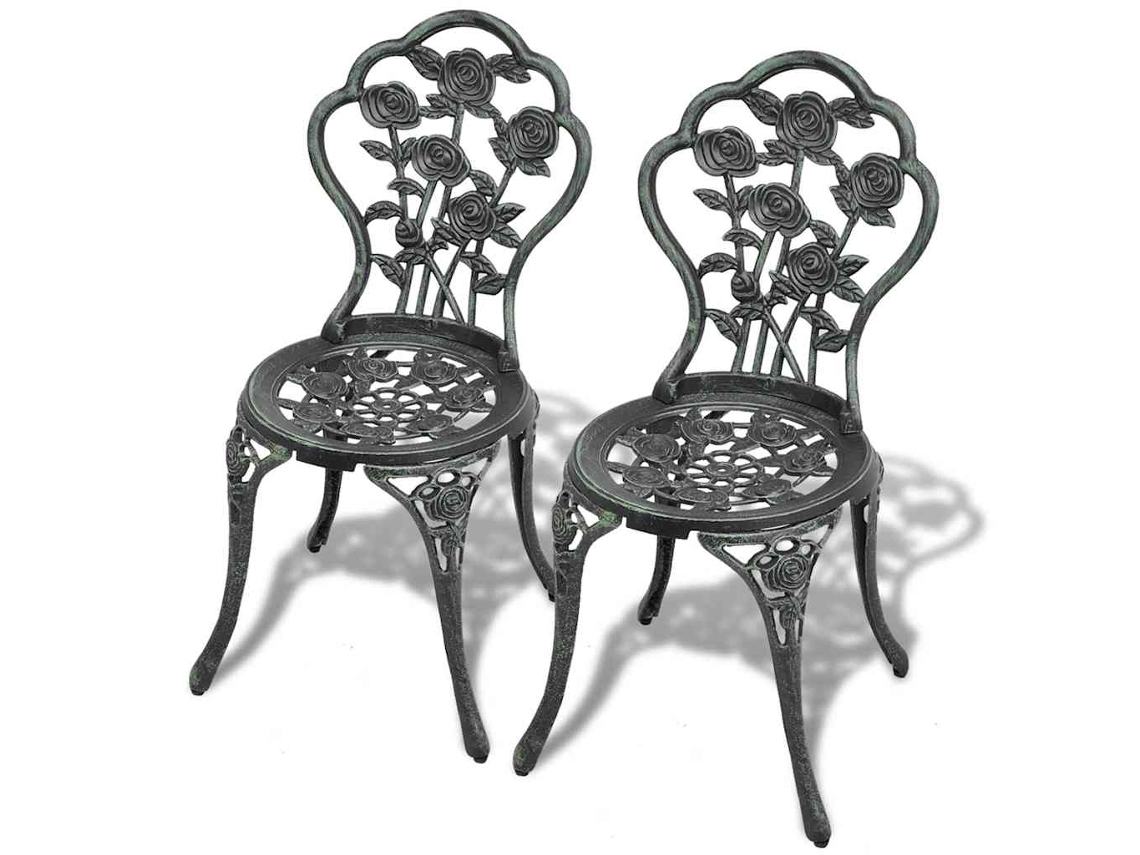 Vidaxl Cadeiras De Bistrô 2 Pcs Alumínio Fundido Verde