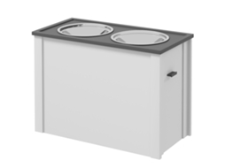 Taça Alimentação Gato, 2tigelas Aço Inox+1armazenamento,, + 60x30x42cm Branco Cinza