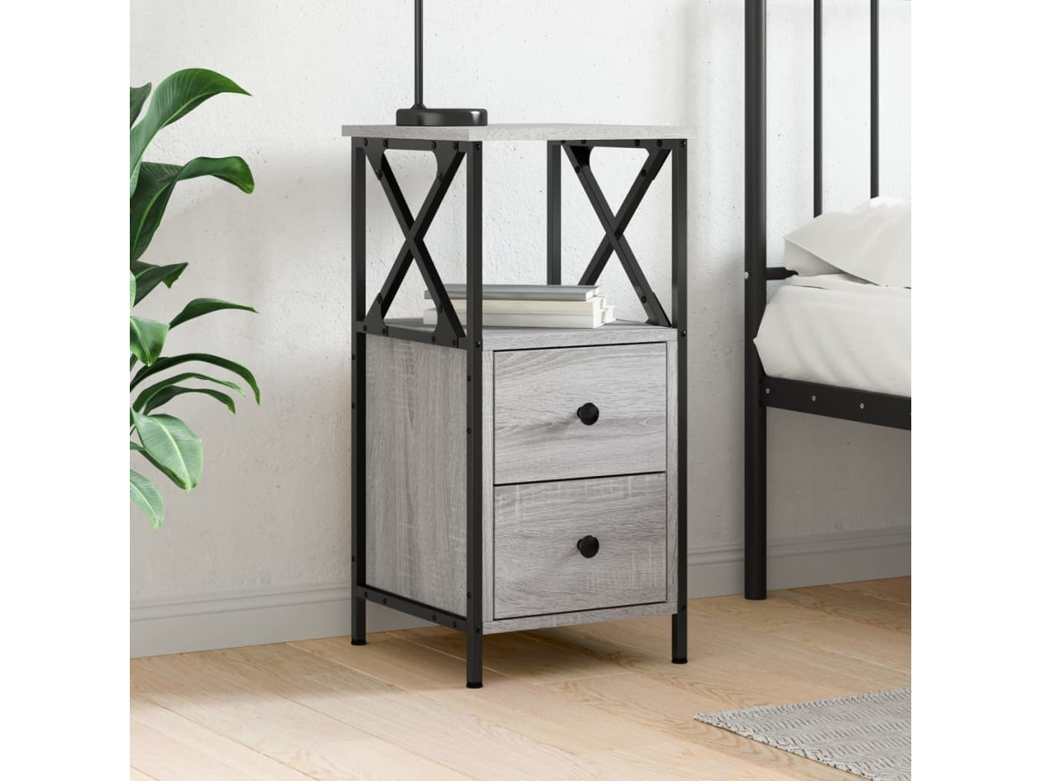 Vidaxl Mesa Cabeceira 34x35,5x70 Cm Derivados Madeira Cinza Sonoma