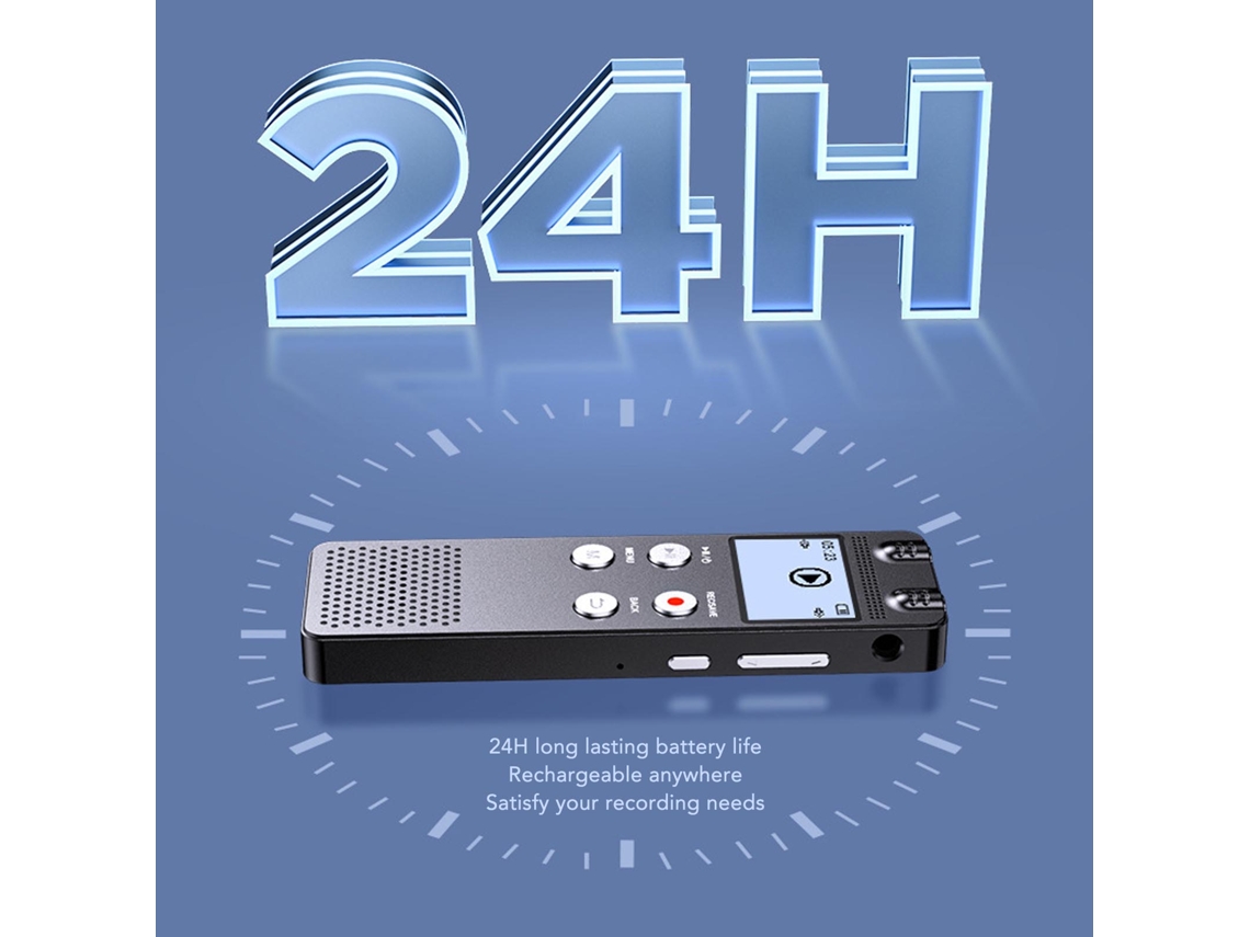 Aetheria gravadora de Voz Recarregável com Gravação Programada Estéreo e Reprodução de Música 8gb