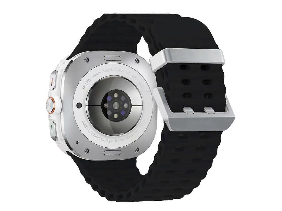 Pulseira De Silicone Ocean Com Fivela Dupla Prateada Para Samsung Galaxy Watch Ultra 47mm