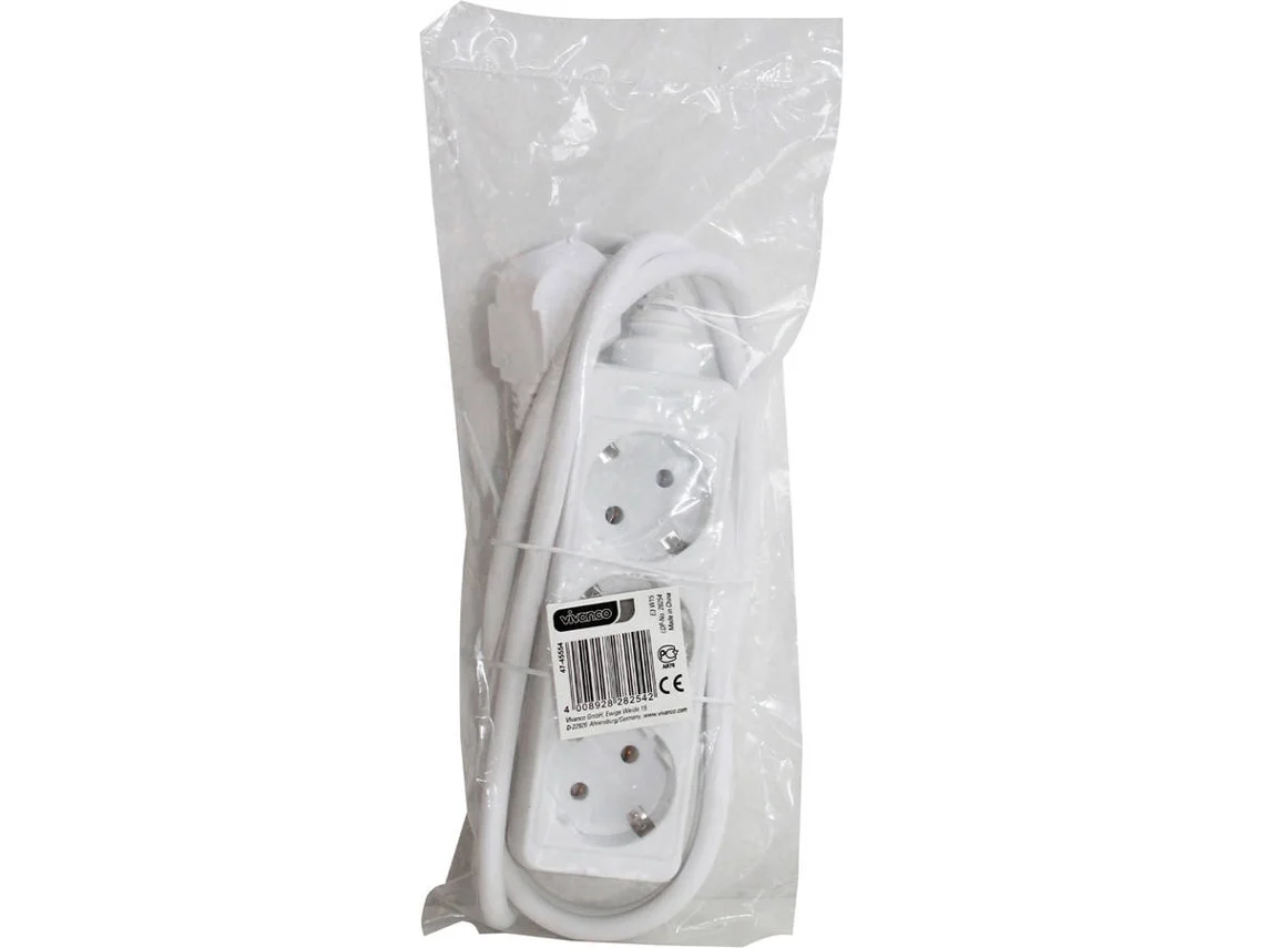 Extensão 3T VIVANCO Sem Interruptor 1.4M (Branco)