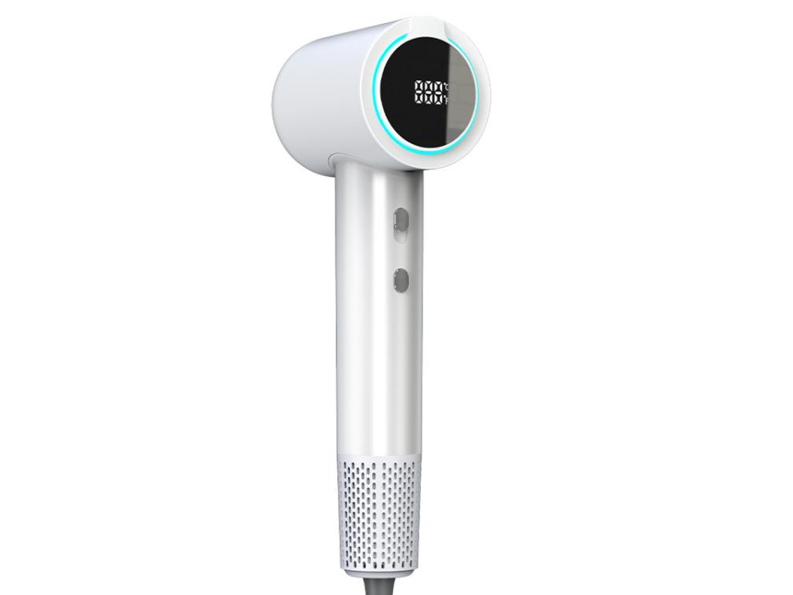 (branco) Secador De Cabelo De Íons Negativos De Alta Velocidade Com Display Digital Led