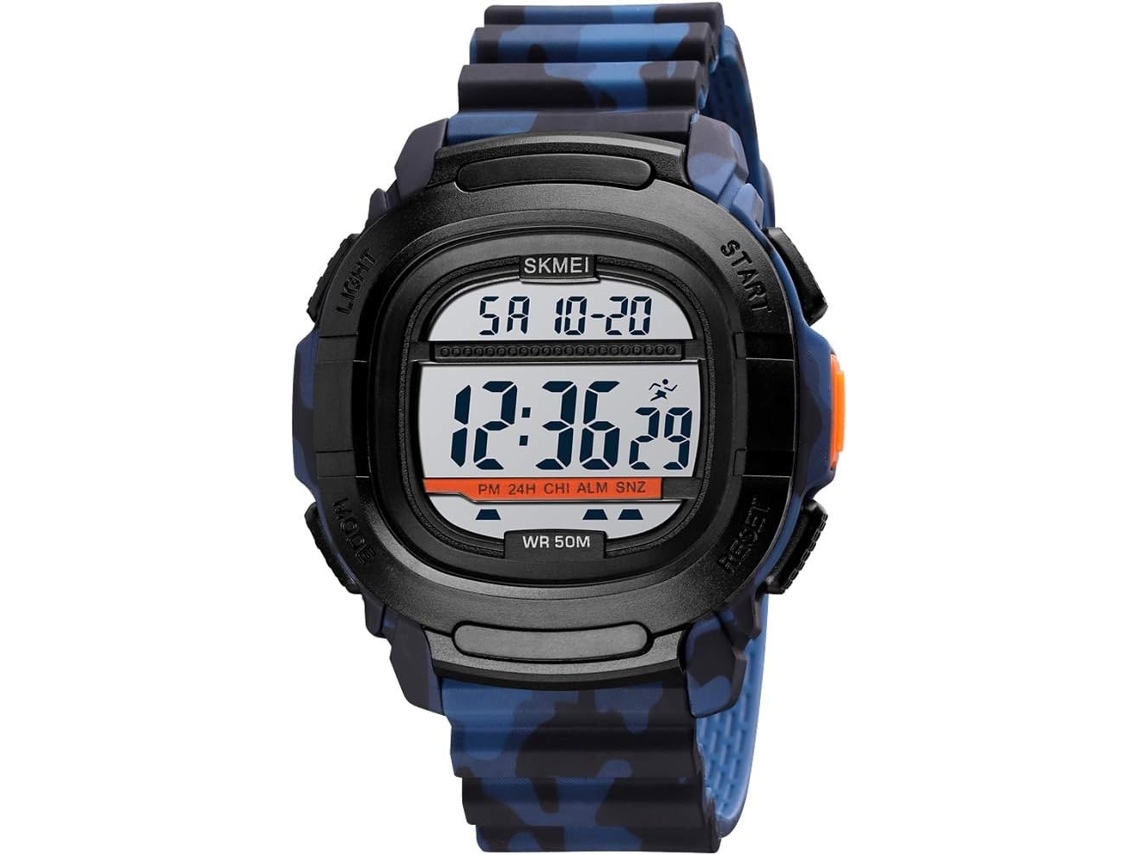 Lurelia Pulseira Para Relógio, Visor Digital, Led, Cronómetro, Alarme, Data/calendário, 12/24h, Luminoso, Duplo Fuso/mostrador, Silicone, Resina, Azul