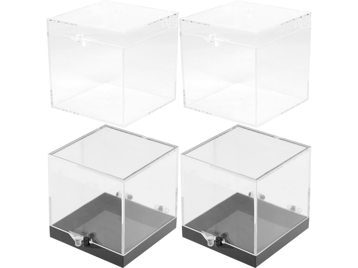 Conjunto De 4 Expositores Cúbicos, Caixa De Apresentação Transparente, Organizador De Armazenamento