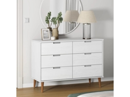 Vidaxl Armário De Gavetas Molde 113x40x80 Cm Pinho Maciço Branco