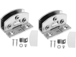 Conjunto De 2 Dobradiças Liga Zinco Para Portas Vidro, Na Cor Prata,