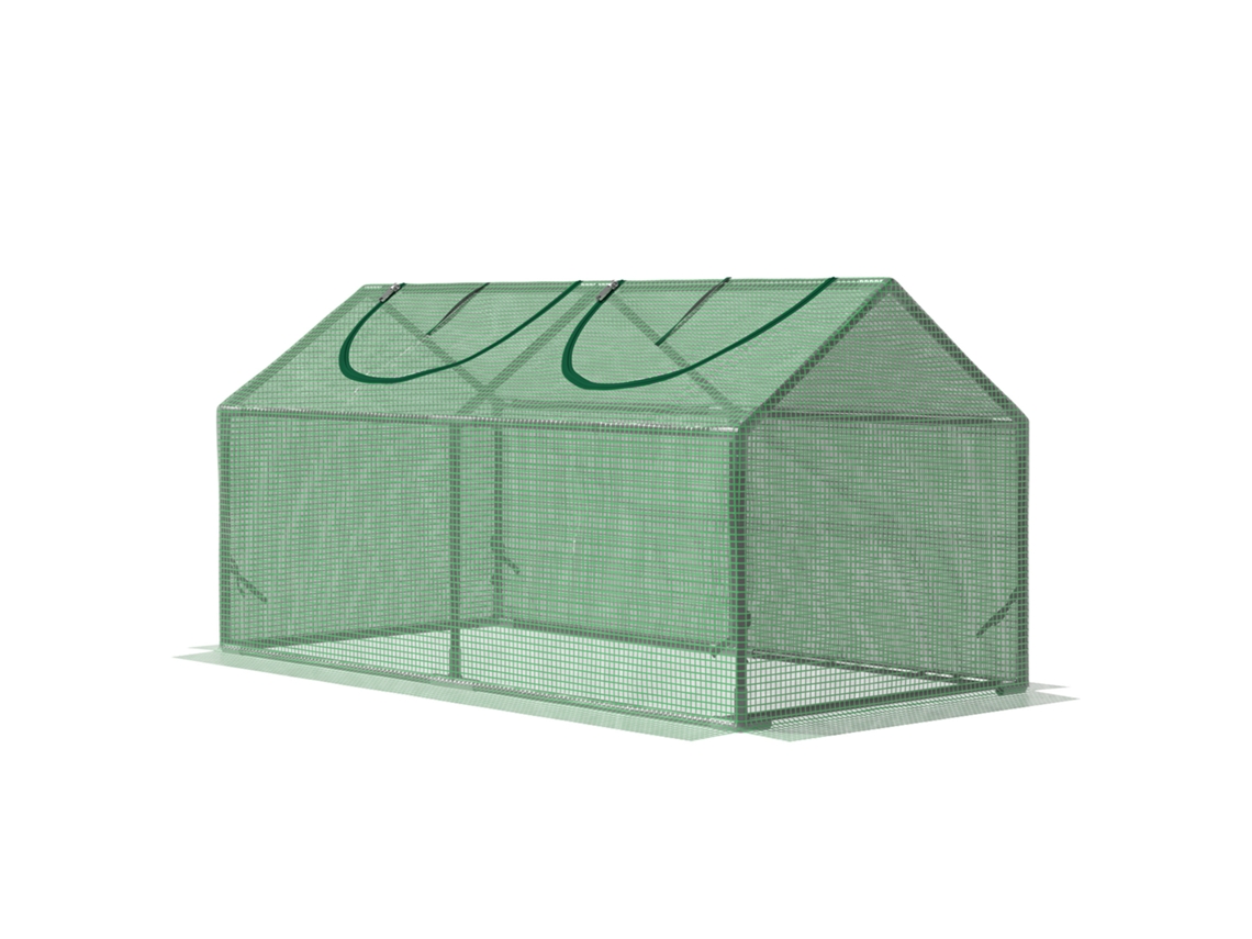 Estufa 119x60x60cm De Jardim Com 2 Janelas Enroláveis Para Cultivo De Plantas Verduras Flores Translúcido
