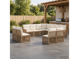 Vidaxl Conjunto De Sofá De Jardim 11 Unid. Bege E Branco Creme Vime Pe