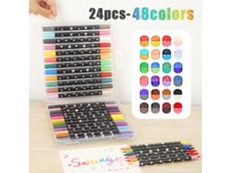 Conjunto de 48 Marcadores Acrílicos de Ponta Dupla com Glitter, Canetas com para Artistas AQUAFORGE