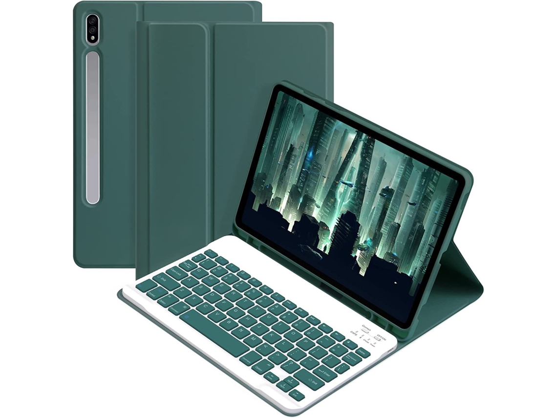 Elysve Capa Com Teclado Bluetooth Para Samsung Galaxy Tab A9 Plus 11 " Com Teclado Bluetooth (verde Escuro)