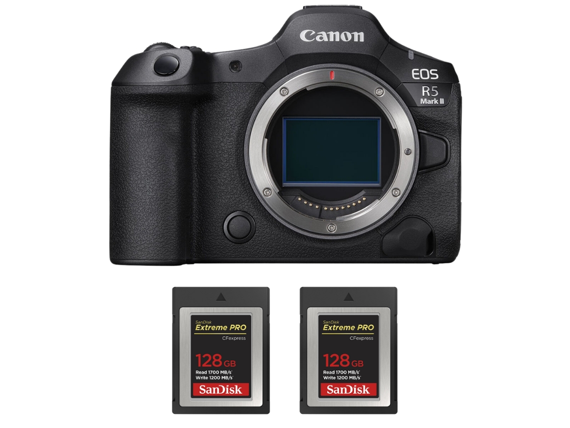 Eos R5 Mark Ii + 2 Sandisk 128gb Extreme Pro Cfexpress Type B + Ebook “20 Dicas para Fotos Que Impressionam” CANON