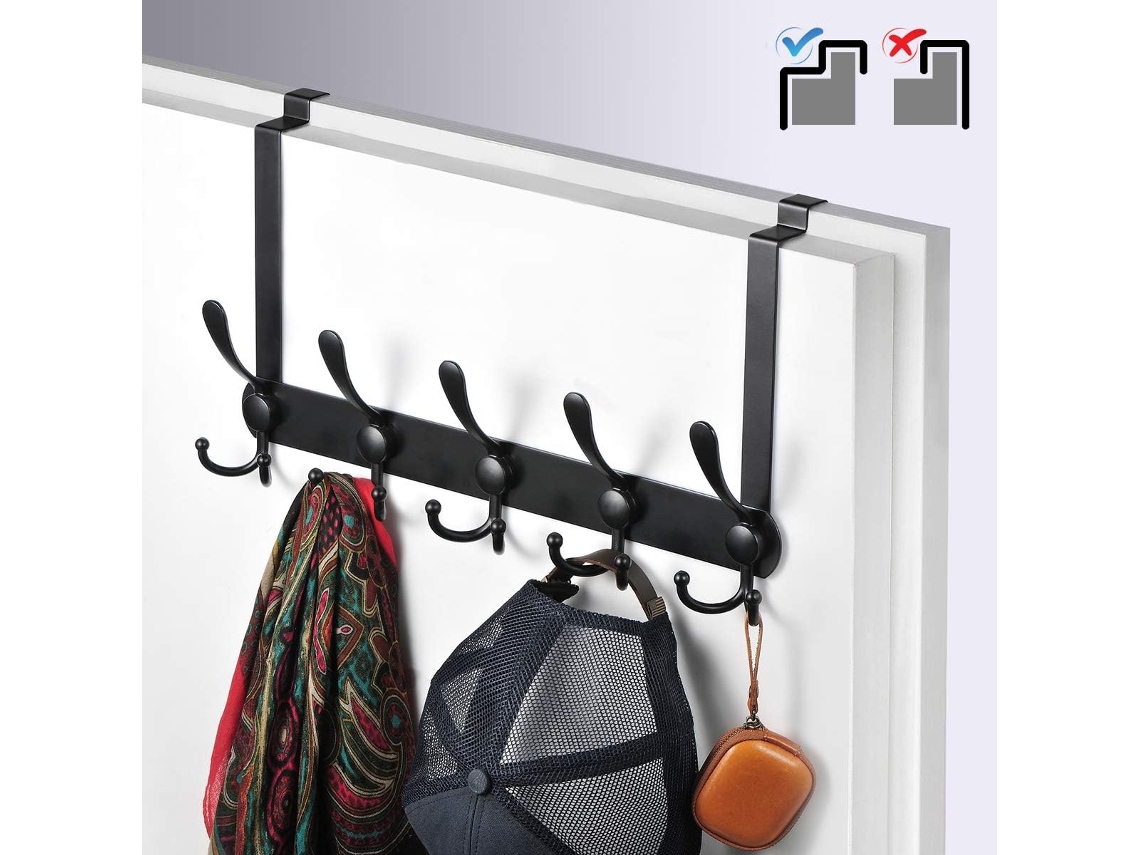 Cabide para Casaco Porta , Gancho de Aço Inoxidável para Porta Dos Fundos, Cabide para Casaco Porta de Quarto(1 Unidade) BRILVIBERA (preto)