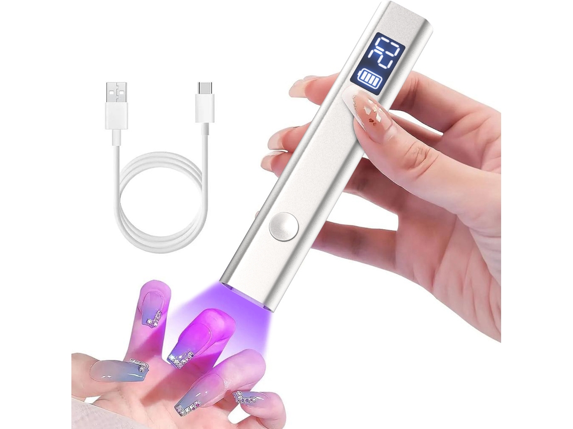 Secador De Unhas Com Temporizador De 3 Velocidades E Led Prateado
