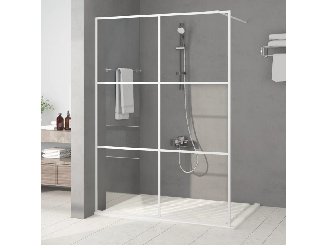 Vidaxl Divisória De Chuveiro 140x195 Cm Vidro Transparente Esg Branco