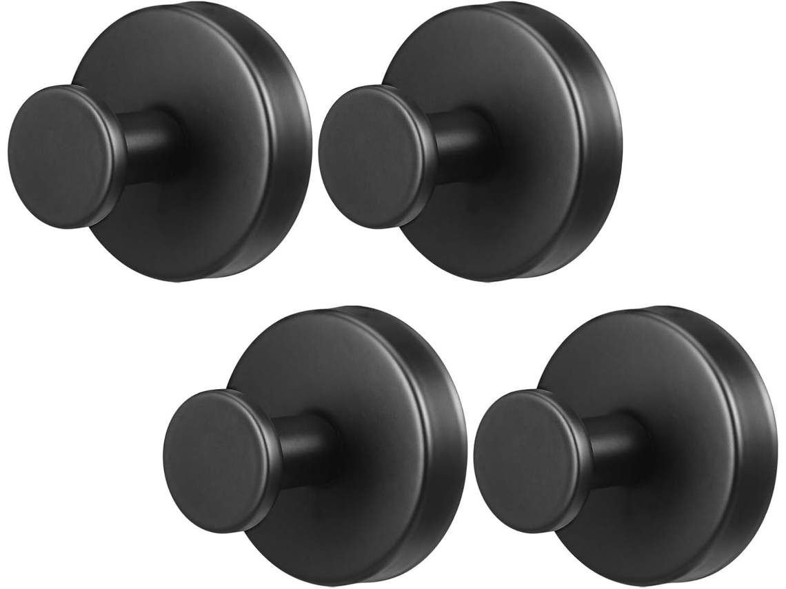 Beaupretty Conjunto De 4-ganchos Ventosa Em Aço Inoxidável Preto Para Portas E Janelas Vidro, Resistentes E Ideais Para