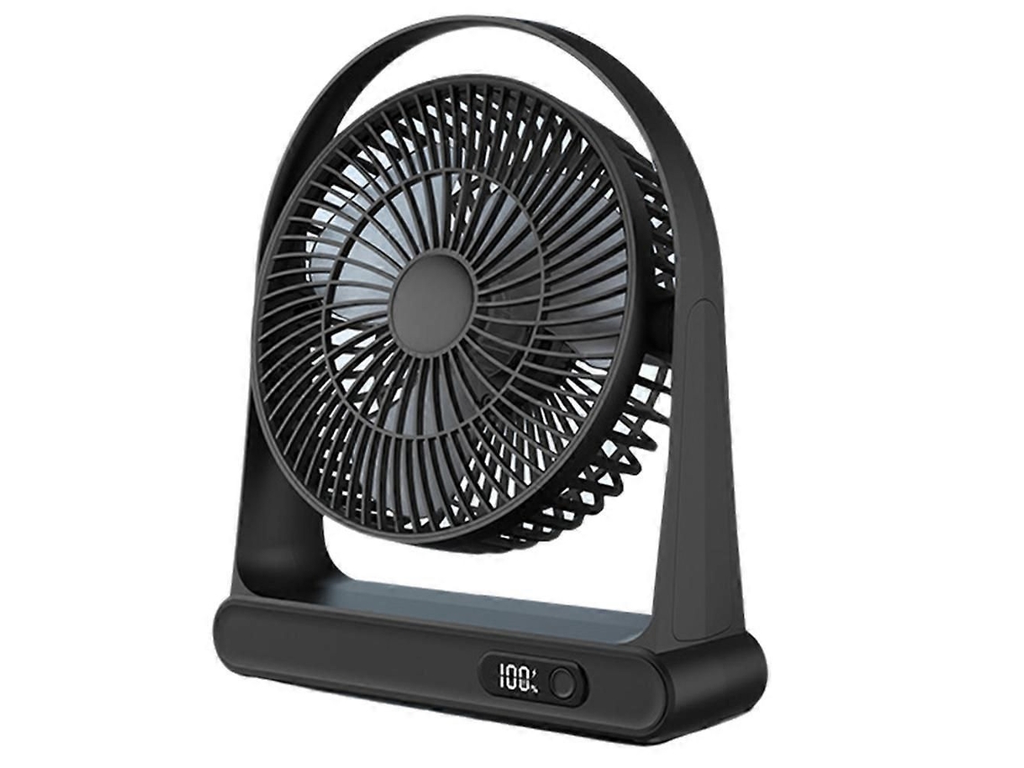Ventilador Usb Pequeno Para Mesa, Ventilador De Escritório, Mini Ventilador Portátil Recarregável Com Visor Digital, Preto