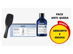 Pack Anti Queda Loreal: Ampolas 10x6ml + Shampoo 300ml + Escova Desembaraçar