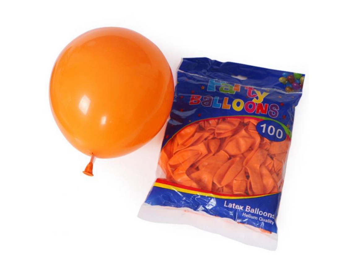 100 Balões Látex Redondo Laranja 10 Polegadas Para Festa