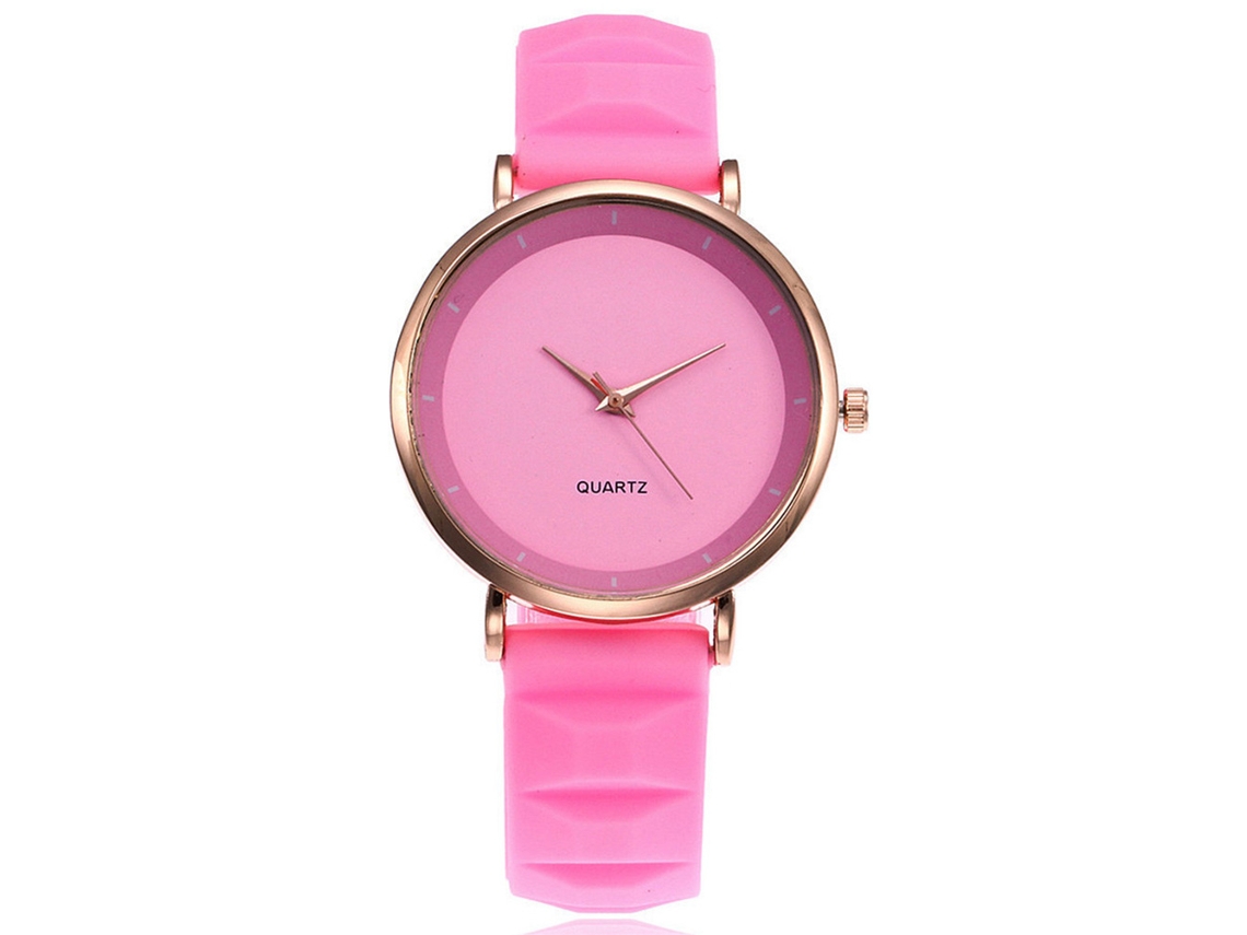 Relógio de Quartzo Unissex com Pulseira de Silicone Vansvar Rosa Simples Três Ponteiros