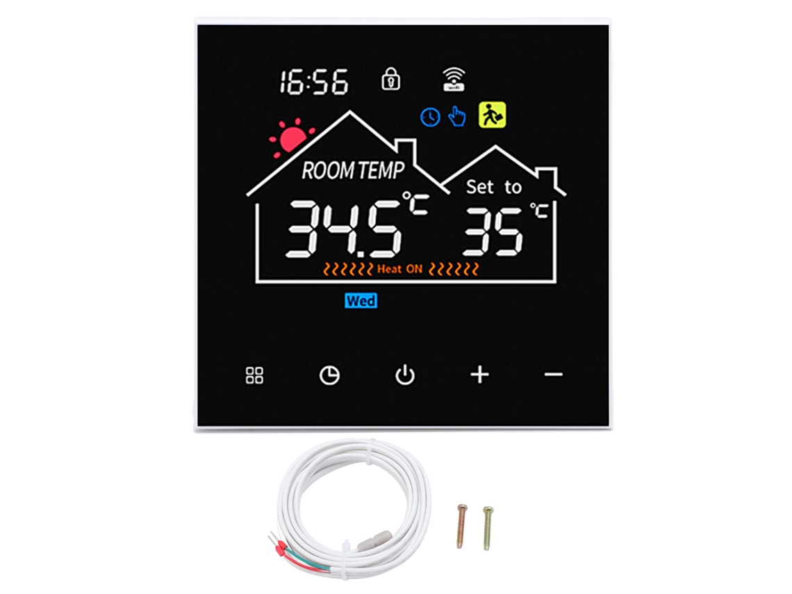 Termostato inteligente Wi-Fi (com visor LCD, 16A, compatível com diversos aparelhos de aquecimento)