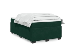 Vidaxl Cama Boxspring Com Colchão 120x200 Cm Veludo Verde-escuro