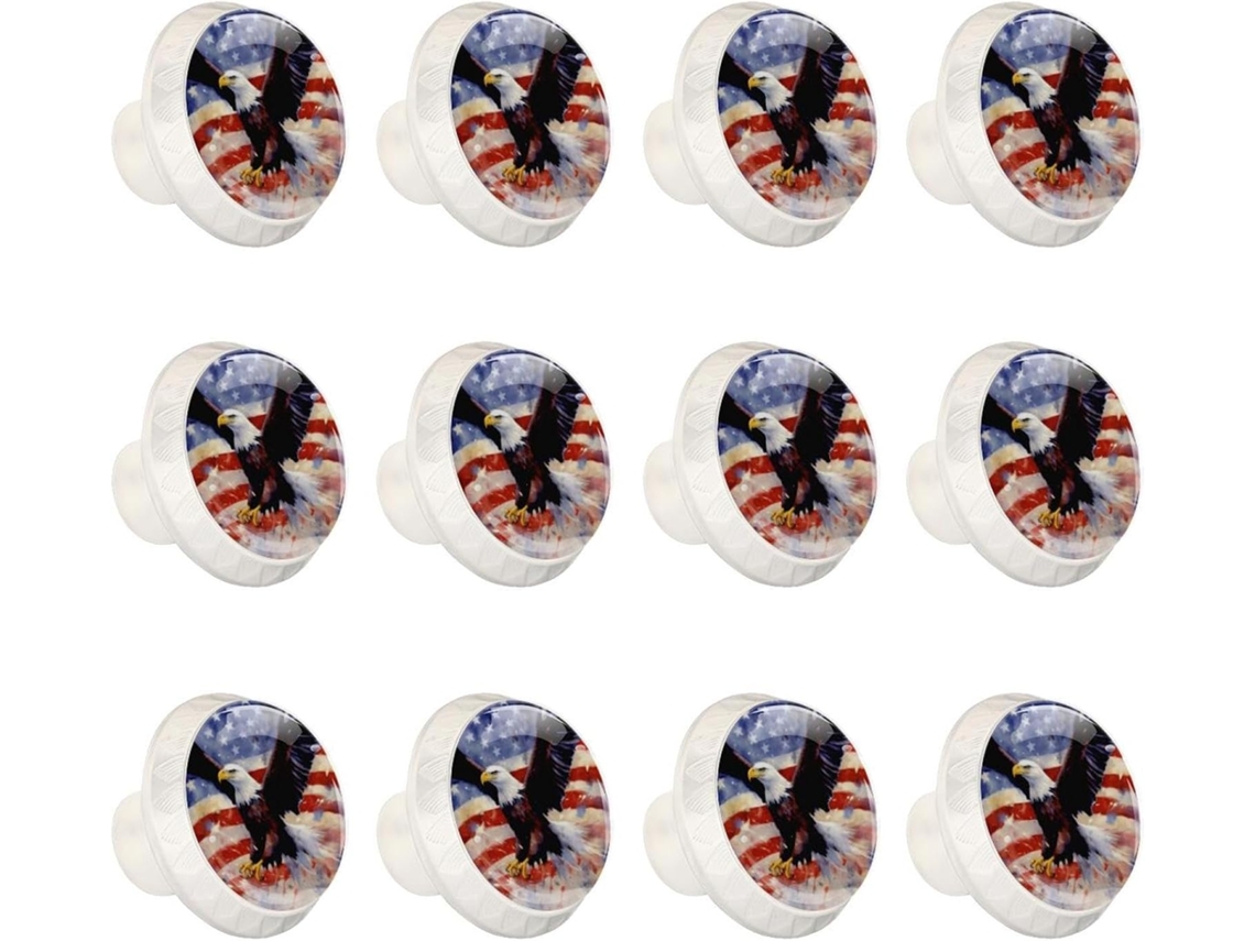 Puxadores Redondos Para Gavetas De Cômoda, Puxadores Para Armários De Cozinha, 12 Peças, Bandeira Americana E Águia