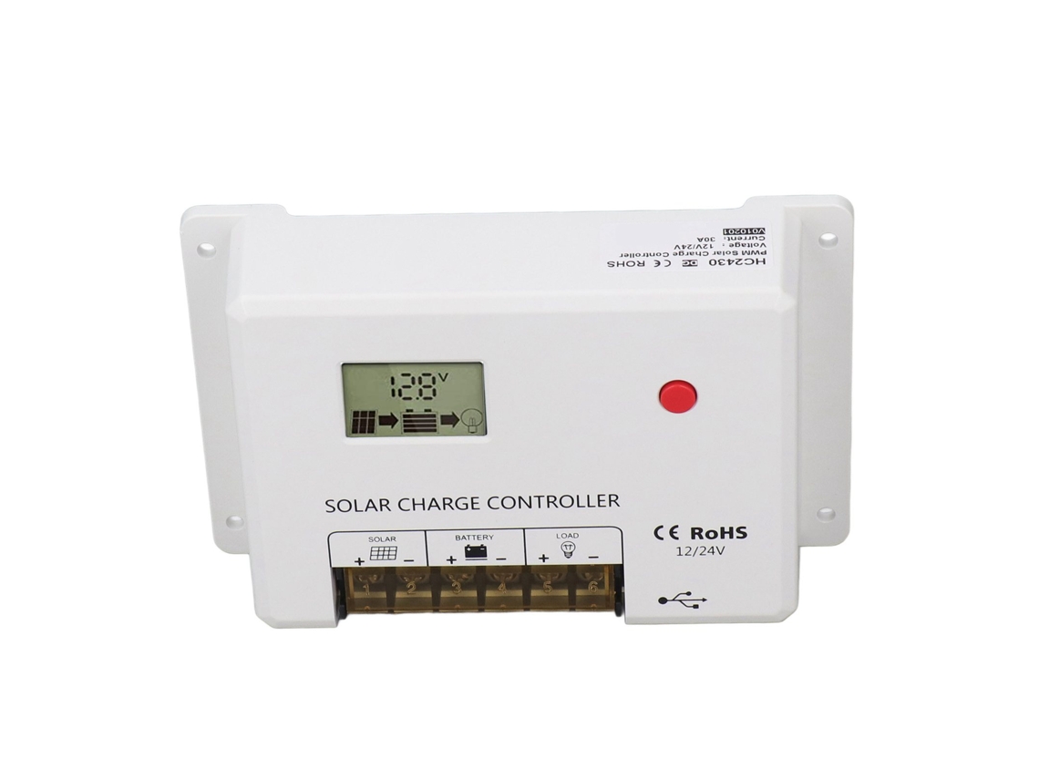 Laxiscreed Controlador De Carga Solar Pwm 12v/24v Até 30a Para Painéis Solares