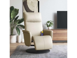 Vidaxl Cadeira Massagens Reclinável C/apoio Pés Couro Artificial Creme