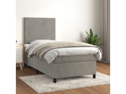Vidaxl Cama Com Molas/colchão 90x200 Cm Veludo Cinza-claro