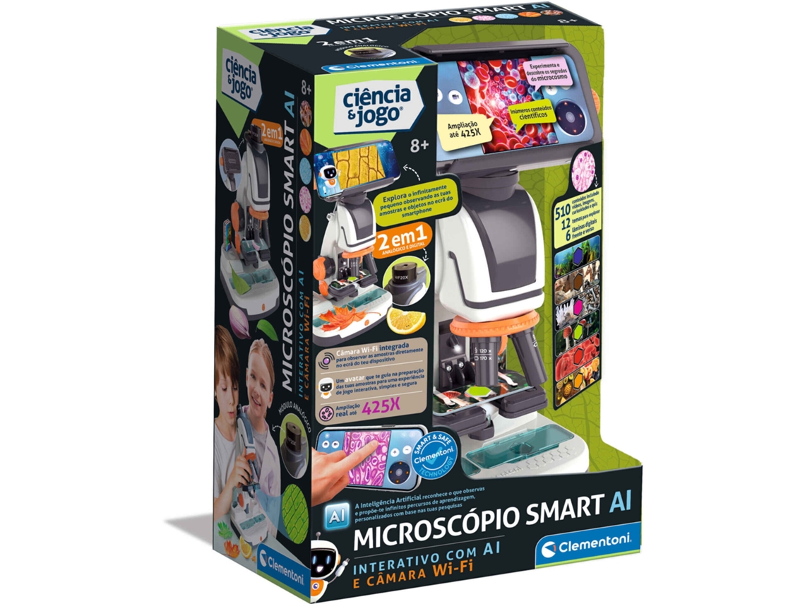 Microscópio interativo com IA CLEMENTONI Explorer Scope (Idade Mínima: 8 anos)