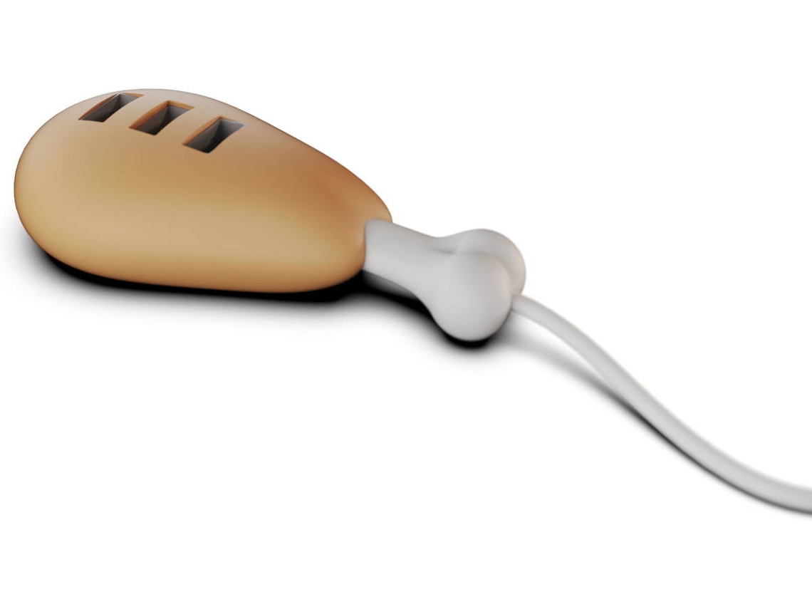 HUB MOJIPOWER Chicken Thigh (USB - 3 Portas - Castanho)