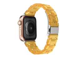 Pulseira translúcida amarela em cerâmica e resina para Apple Watch 10, Samsung Watch 7, Huawei, 38 40 41 42mm S10 11