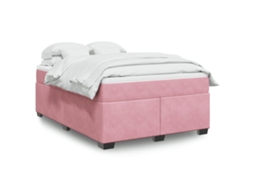Vidaxl Cama Com Molas/colchão 140x200 Cm Veludo Rosa