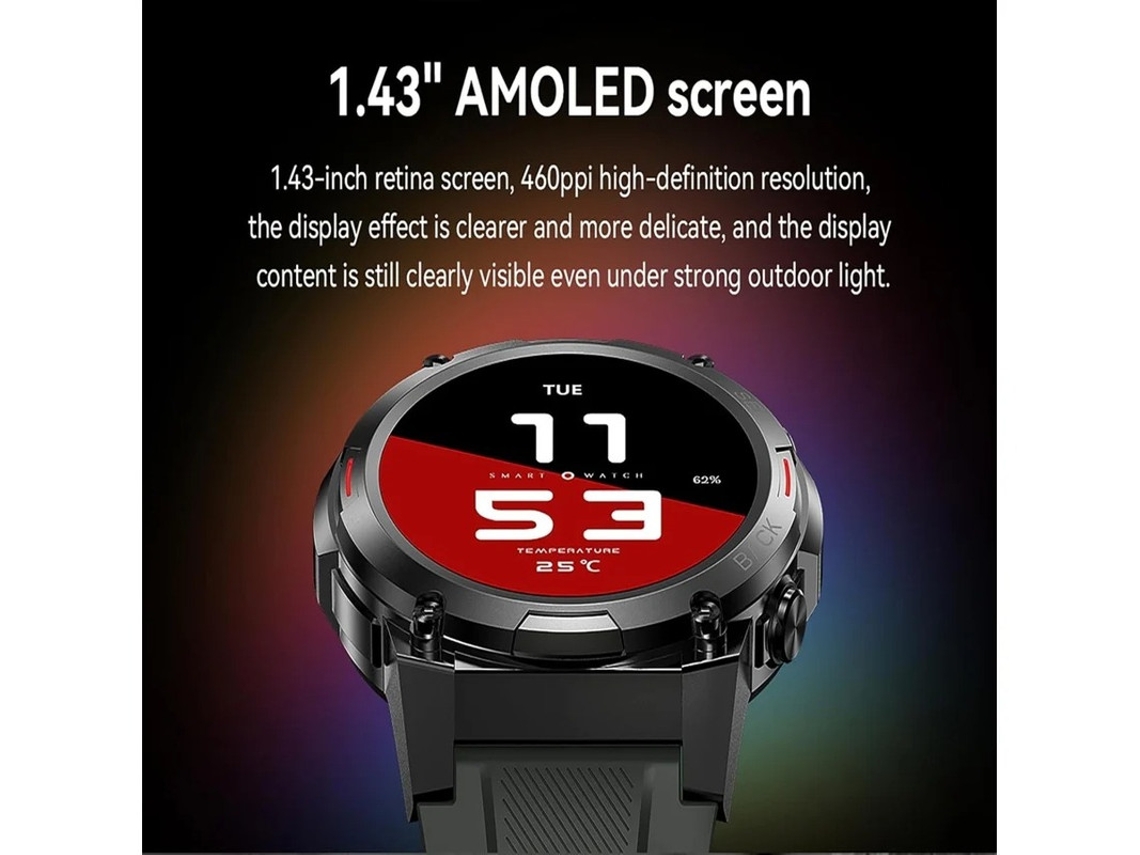 Smartwatch 1.43 Amoled Militar Relógios Inteligentes para Homens Atender/fazer Chamada Fitness Tracker Ip68 400mah Bestvite