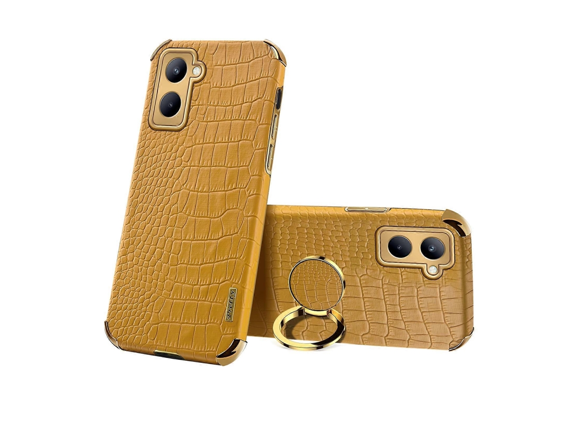 Capa De Celular Com Textura De Crocodilo Galvanizada 6d Para Realme C33 Com Suporte