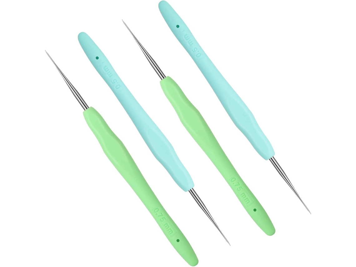 Conjunto de 4 Agulhas de Crochê para Dreadlocks, Tamanhos 0,5 Mm e 0,75 Mm, Ideais para Trançar, Tecer e Fazer Dreadlocks. AQUAFORGE