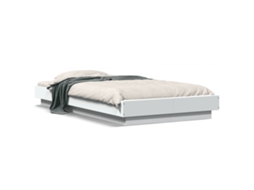 Estrutura de Cama com Luzes Led MAISON EXCLUSIVE Derivados Madeira Branco 75x190 cm