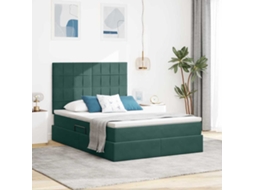 Vidaxl Cama com Arrumação e Colchão Verde Escuro 140 X 200 Cm Veludo