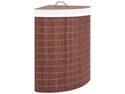 Cesto De Roupa Suja De Canto Vidaxl Em Bambu Marrom, 60 L, Para Organizar E Guardar Roupa Suja De Forma Prática