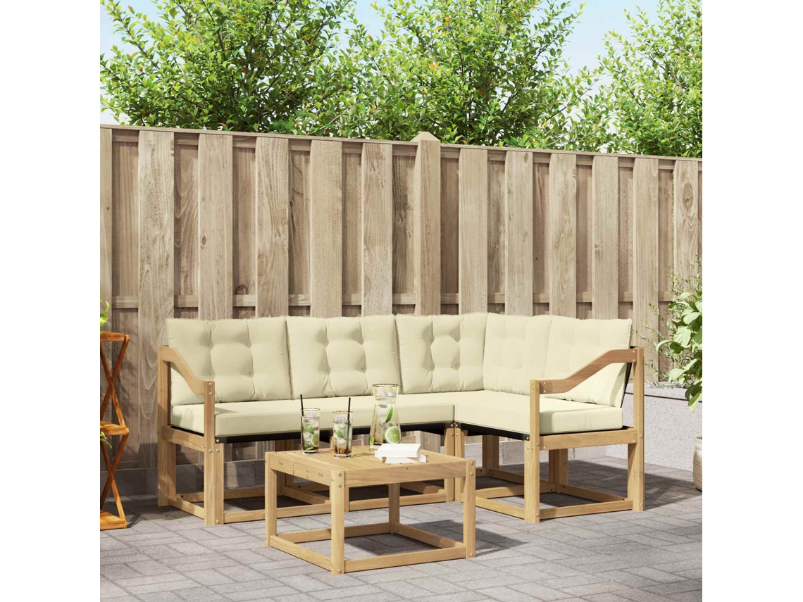 Vidaxl Conjunto De Sofás Para Exterior 5 Unid. Branco E Creme