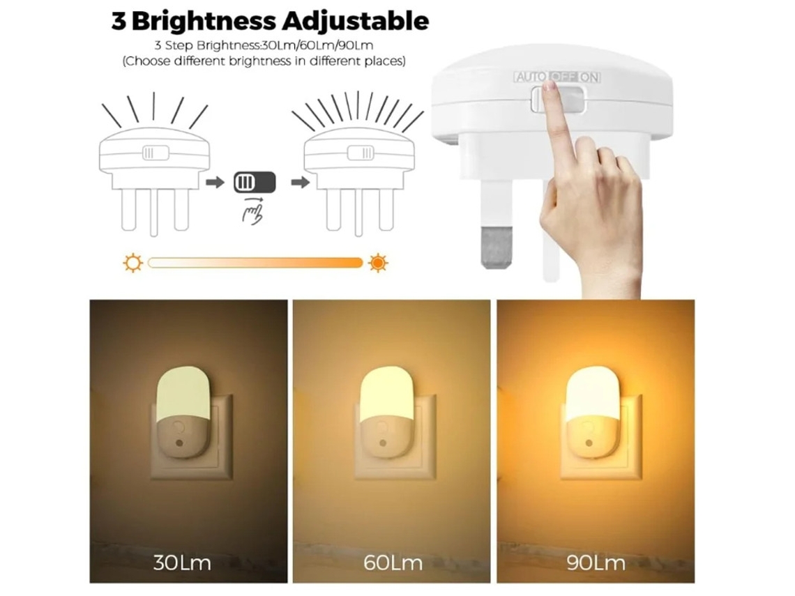 Ficha Luz Noturna Yizhood Sensor Fotocélula Energia Infantil Branco
