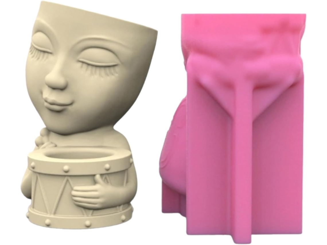 Molde Para Vaso De Flores Em Formato De Pessoa, Fácil De Usar Para Artesanato Em Concreto, Resina Epóxi