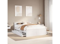 Vidaxl Cama Sem Colchão Com Cabeceira 140x200 Cm Pinho Maciço Branco