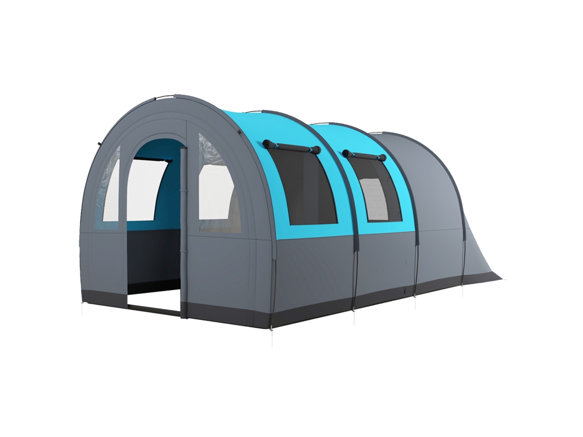 Barraca de Camping 3 Pessoas 480x260x200 Cm (à Prova de Chuva e Sol, 2 Portas, Bolsa de Transporte) | S/MARCA