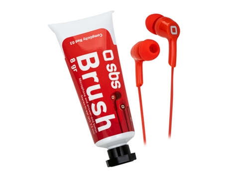 Auriculares com Fio  Brush (In Ear - Microfone - Vermelho)